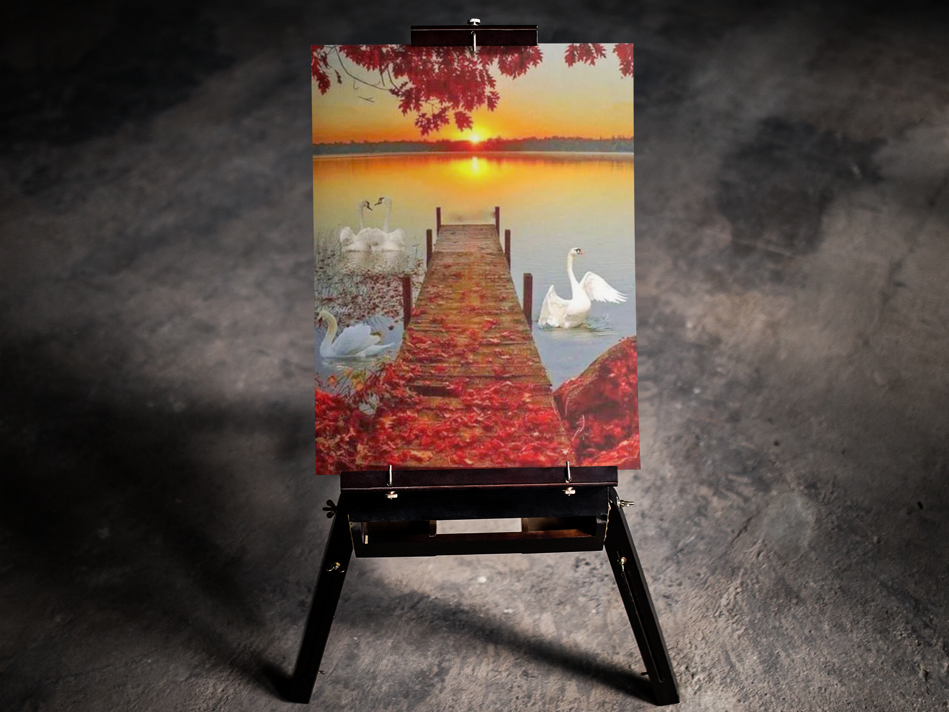 Autumn Swan Sunset 5D Diamond Art Kit