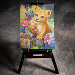 Baby Cub Playing With a Butterfly 5D Diamond Art Kit