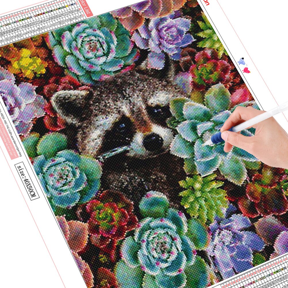 Floral Raccoon 5D Diamond Art Kit