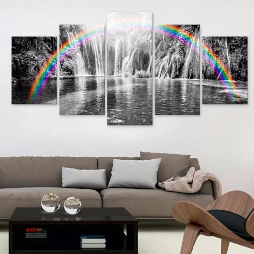 Multi-Canvas Rainbow Waterfall 5D Diamond Art Kit
