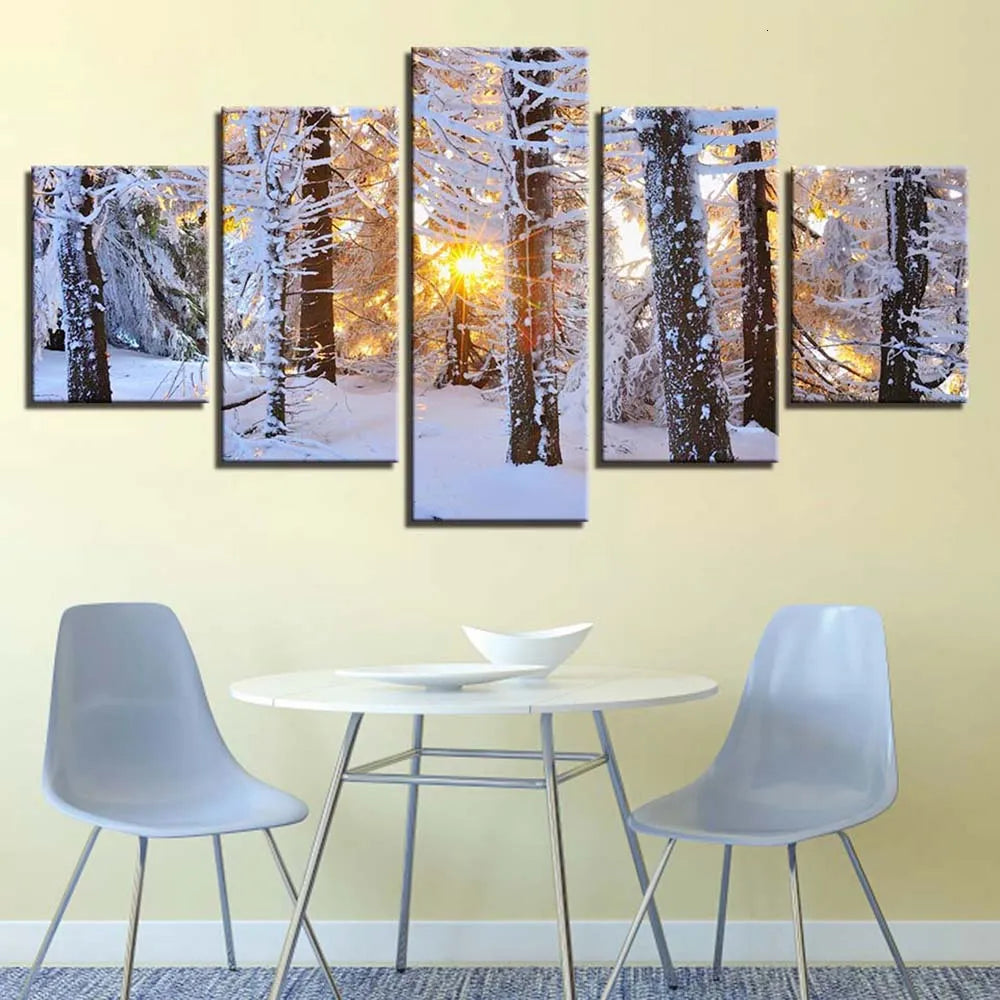 Multi-Canvas Shining Snowy Forest 5D Diamond Art Kit