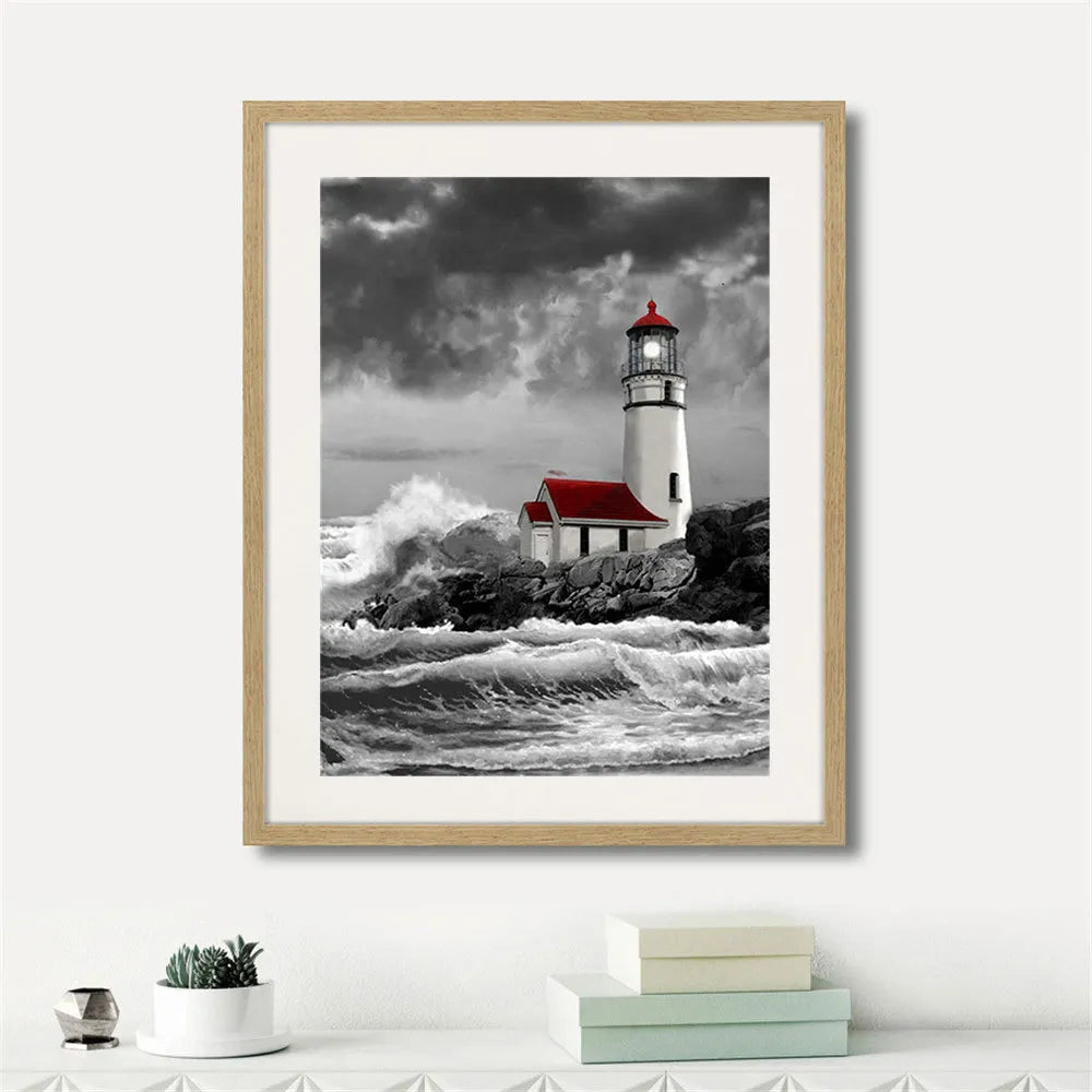 Lighthouse in a Storm 5D Diamond Art Kit