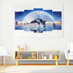 Multi-Canvas Full Moon Orcas 5D Diamond Art Kit