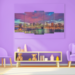 Multi-Canvas Purple Clouds Over City 5D Diamond Art Kit