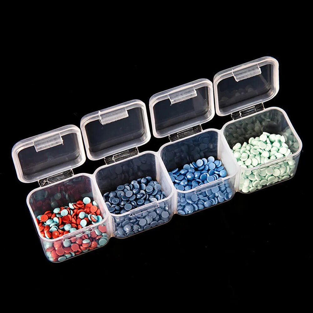 28 Grid Diamond Gem Storage Box with Funnel and Labels