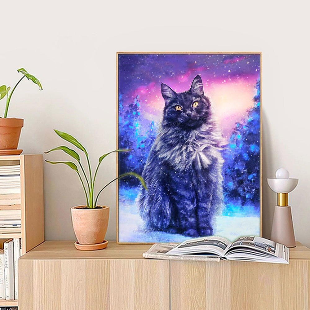Mystical Winter Cat 5D Diamond Art Kit