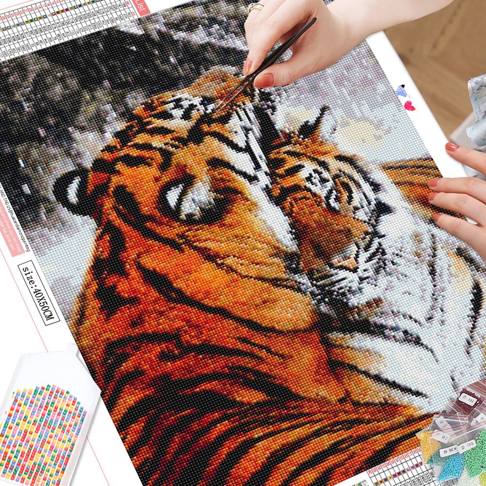Tiger Couple in the Snow 5D Diamond Art Kit