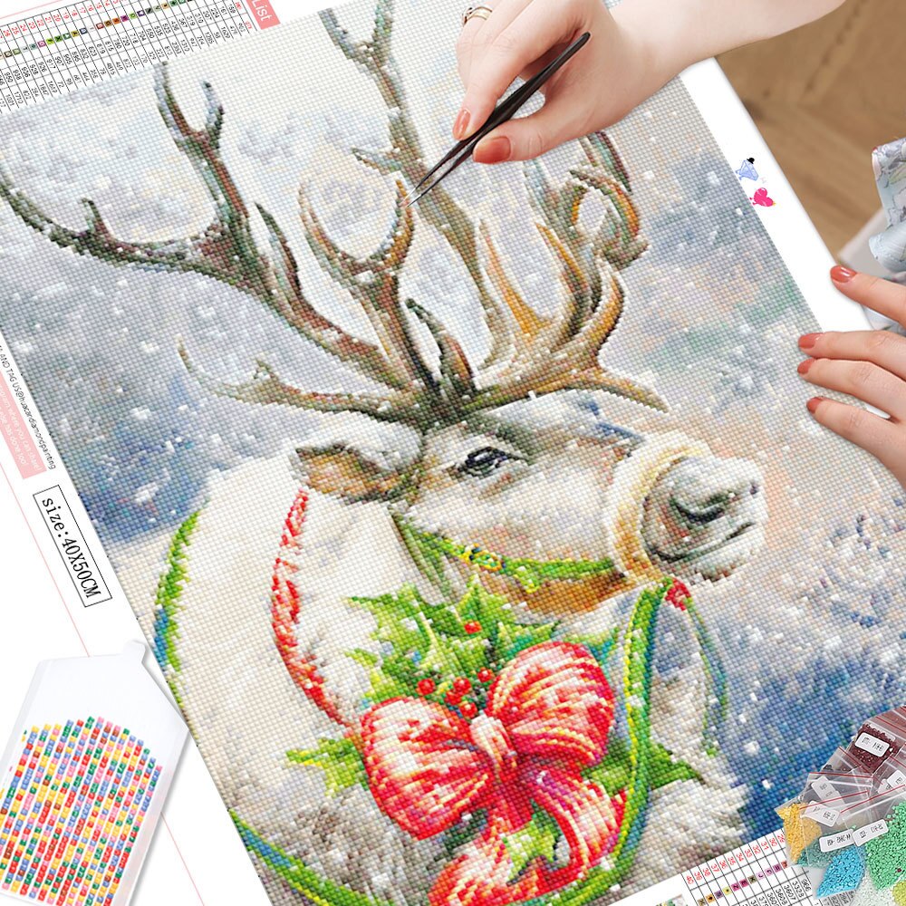 Santa's Reindeer 5D Diamond Art Kit