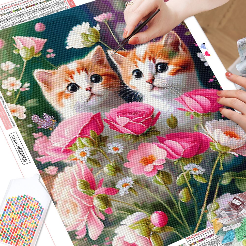 Flower Kitties 5D Diamond Art Kit