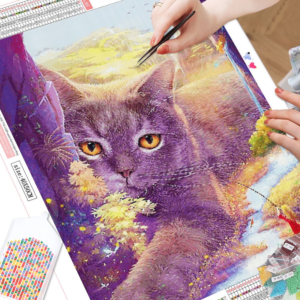 Large Cat by a River 5D Diamond Art Kit
