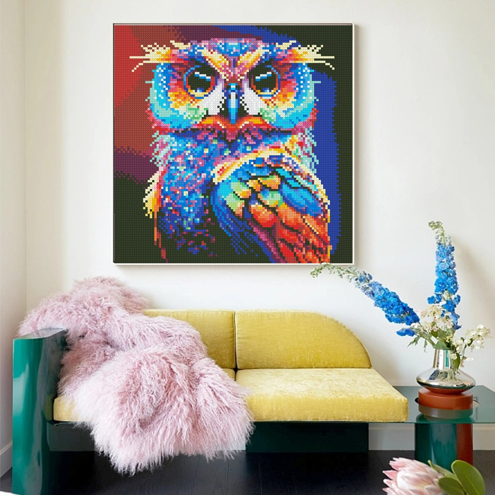 Rainbow Pastel Owl 5D Diamond Art Kit