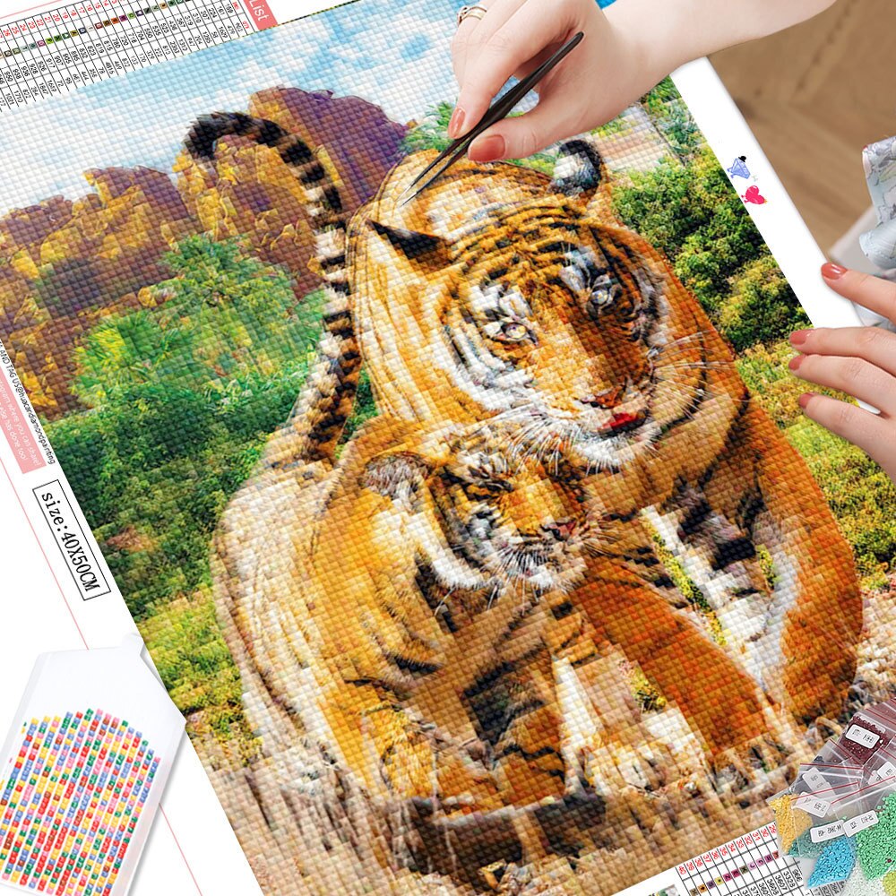 Tiger Couple 5D Diamond Art Kit