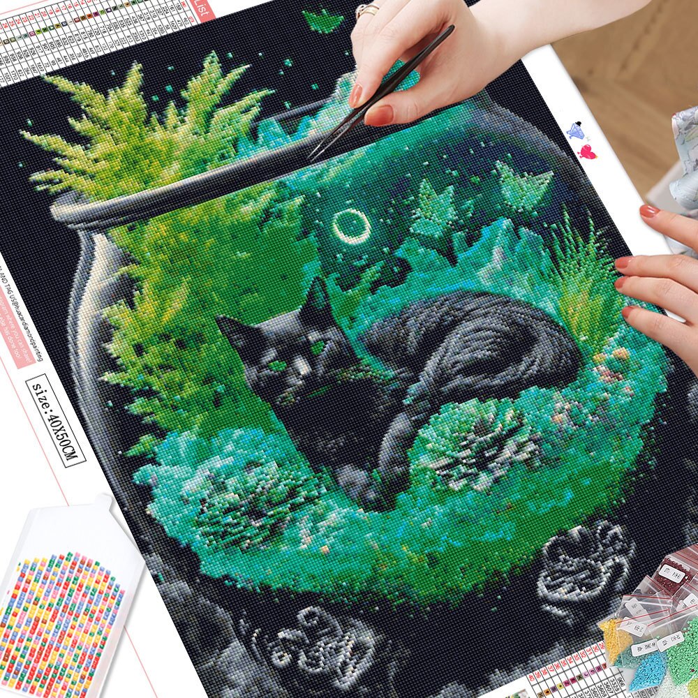 Fish Bowl Cat 5D Diamond Art Kit