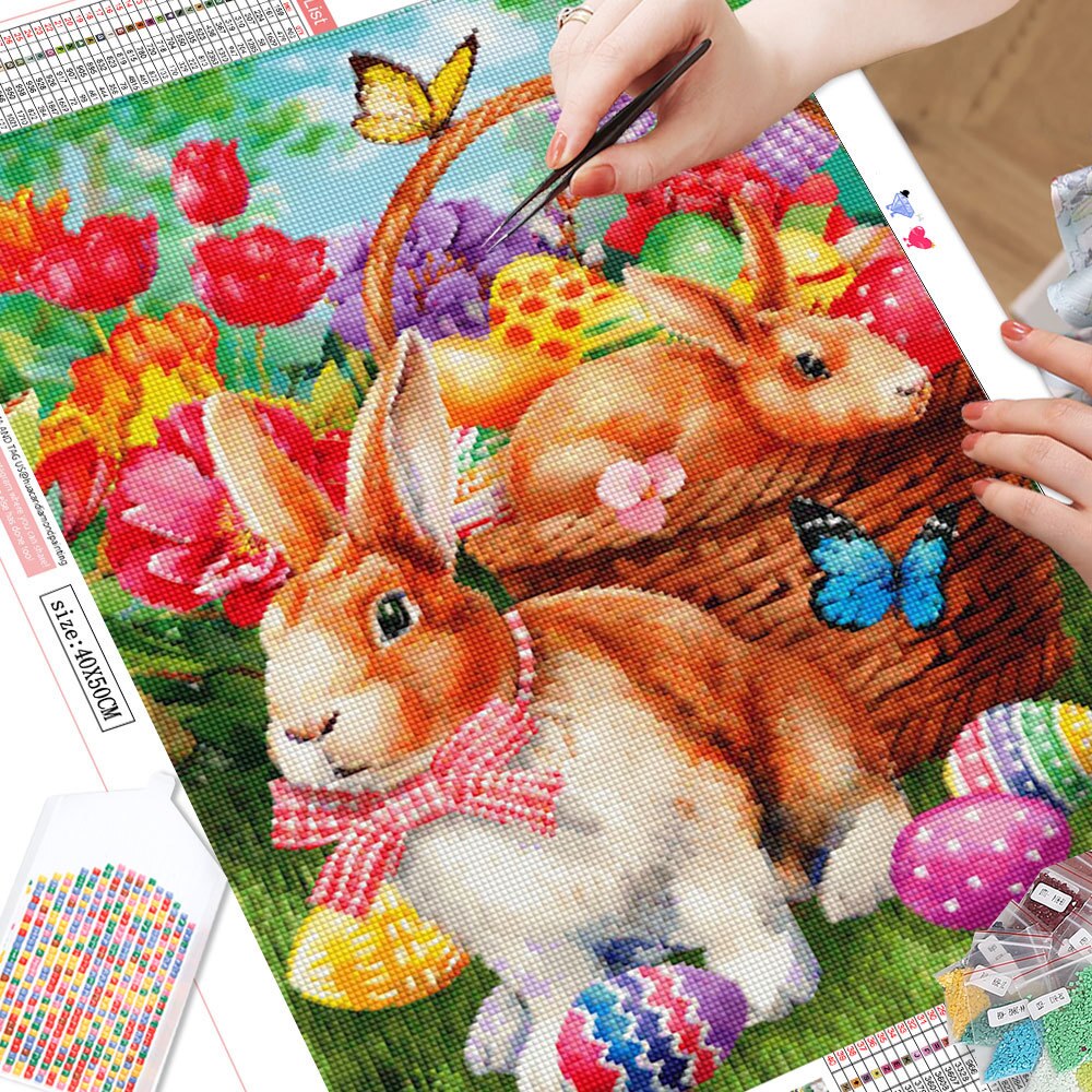Easter Bunny Basket 5D Diamond Art Kit