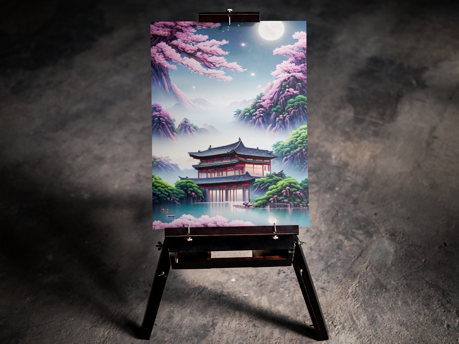 Cherry Blossom Mountain Temple 5D Diamond Art Kit