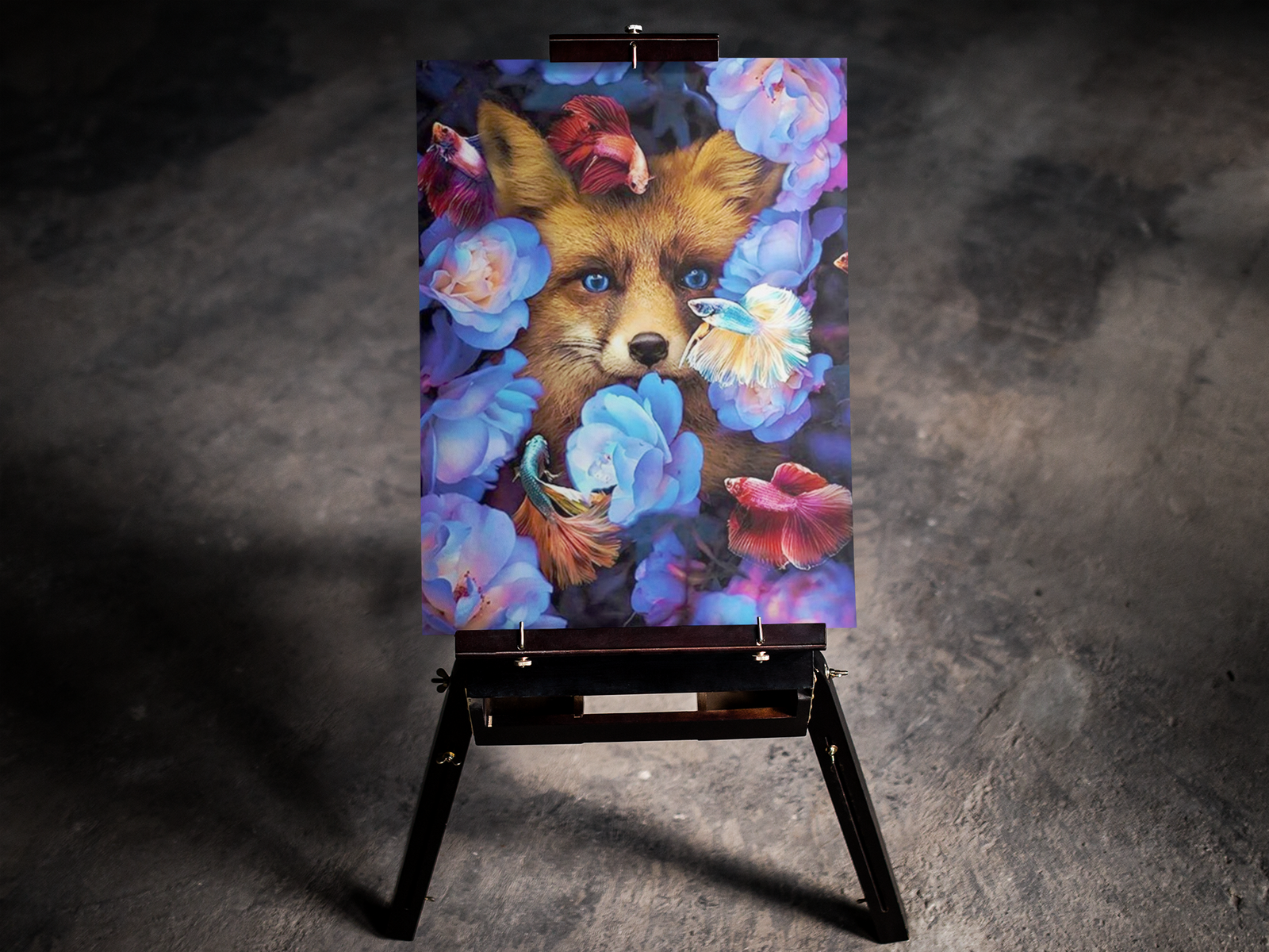 Fox & Fish Hidden in Flowers 5D Diamond Art Kit