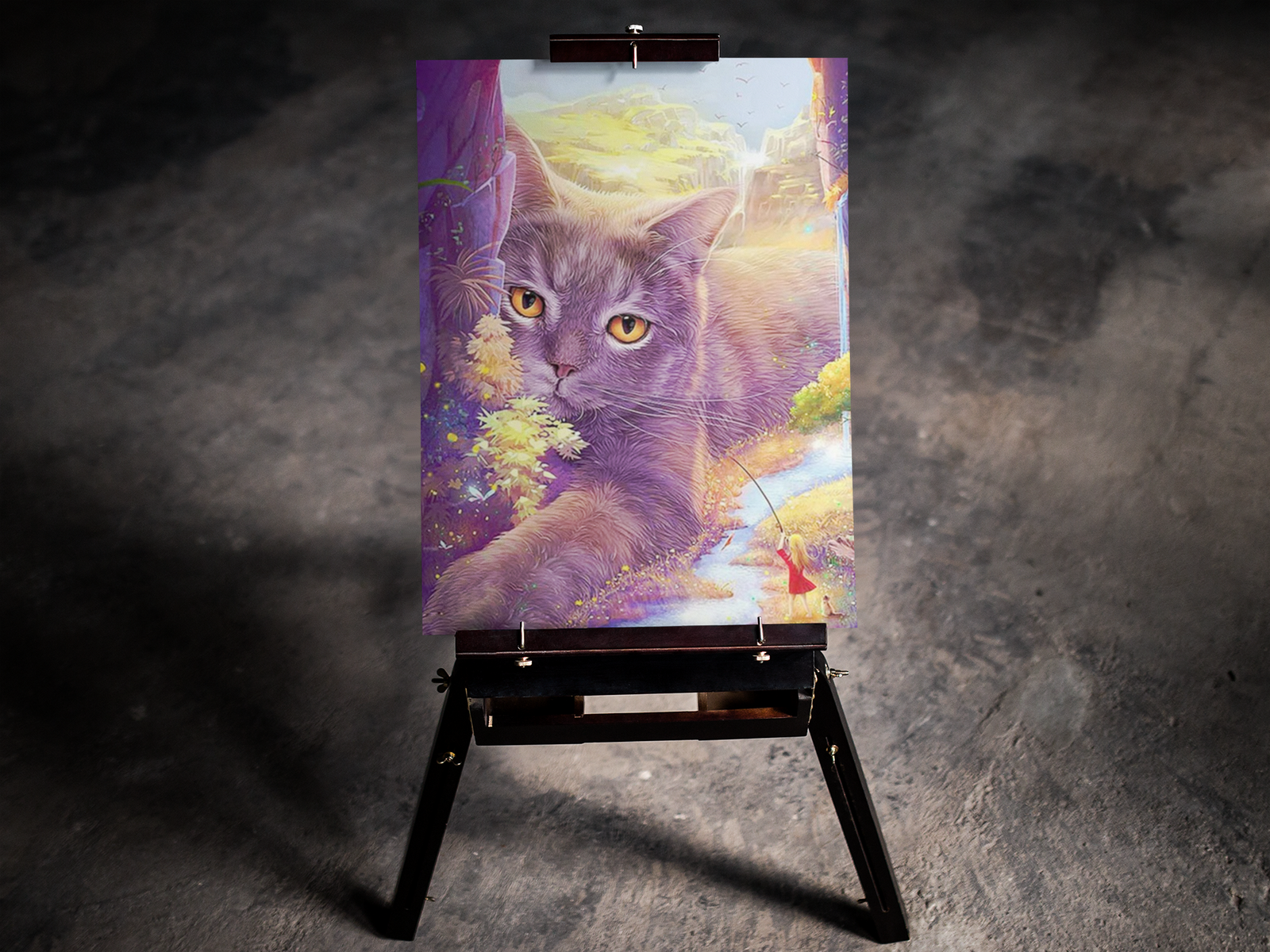 Large Cat by a River 5D Diamond Art Kit
