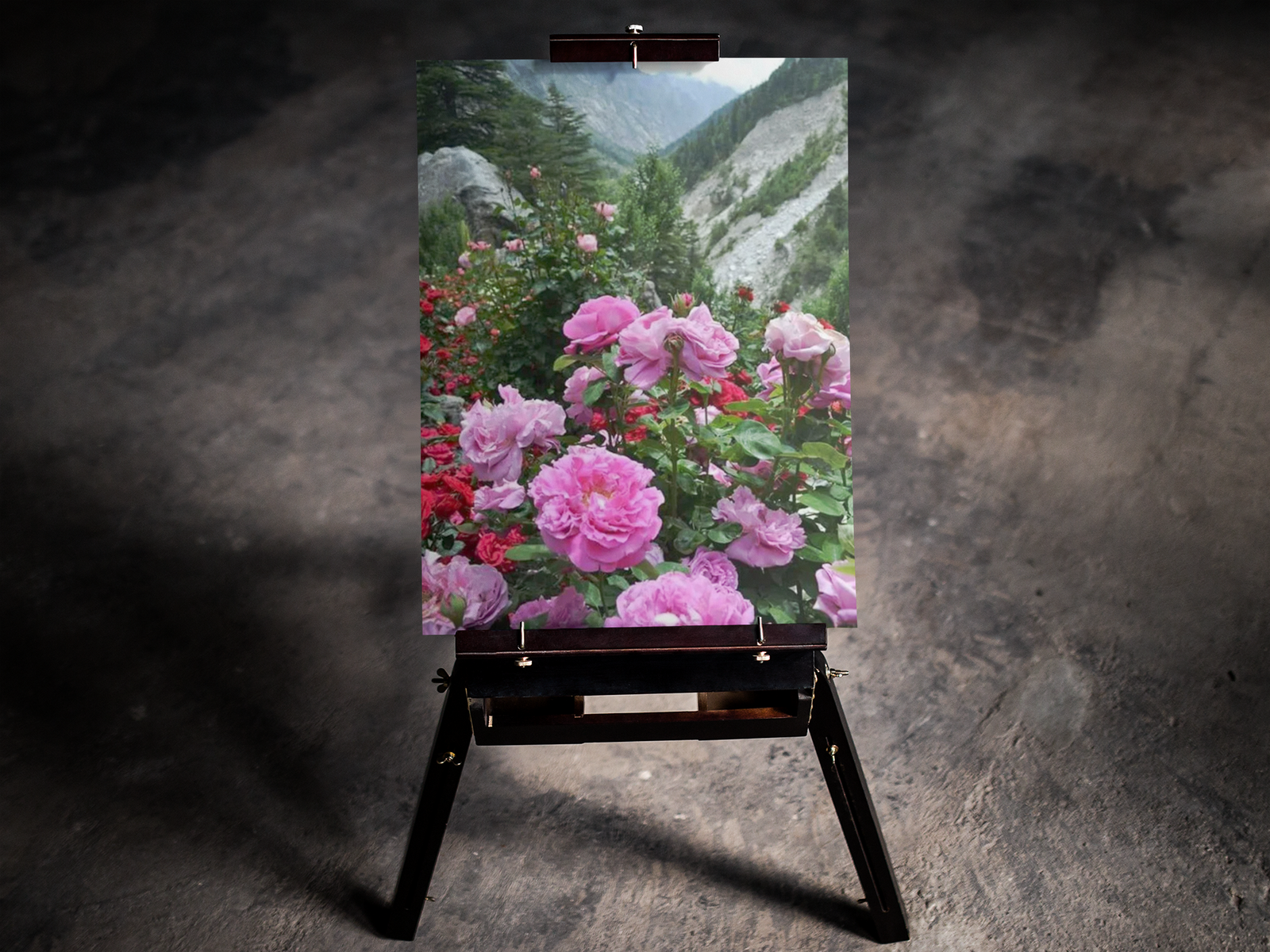 Pink Floral Mountainside 5D Diamond Art Kit
